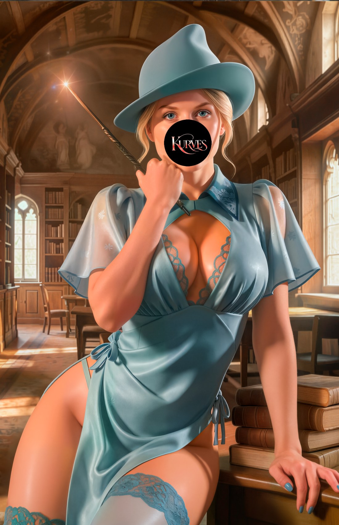WIZARD GIRL BLONDE | NAUGHTY or NICE  | SINGLE COVER PRINT| KURVES COMICS