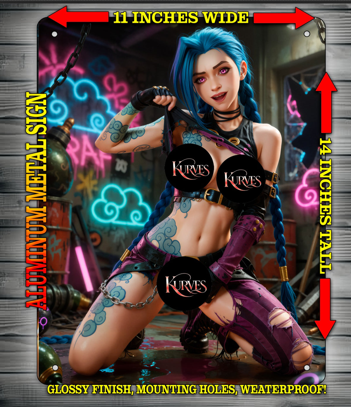 JINX COSPLAY NOTI  Metal Sign Wall Art 14" x 11"