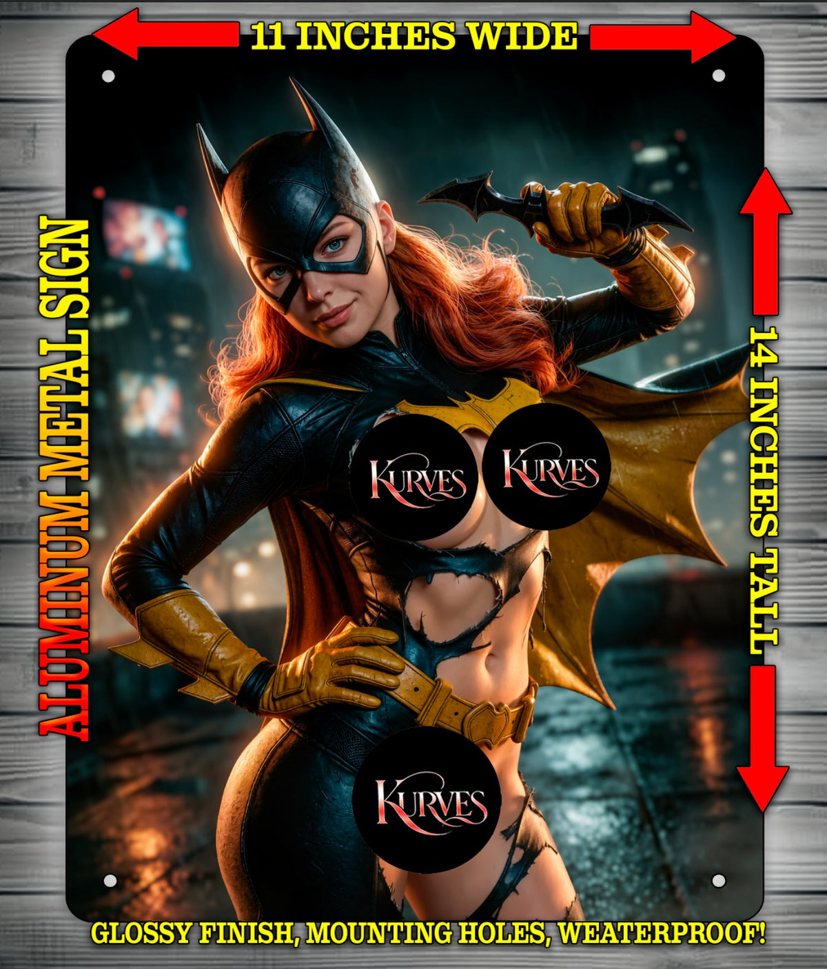 BATGIRL V3 NOTI or NICE Metal Sign Wall Art 14" x 11"