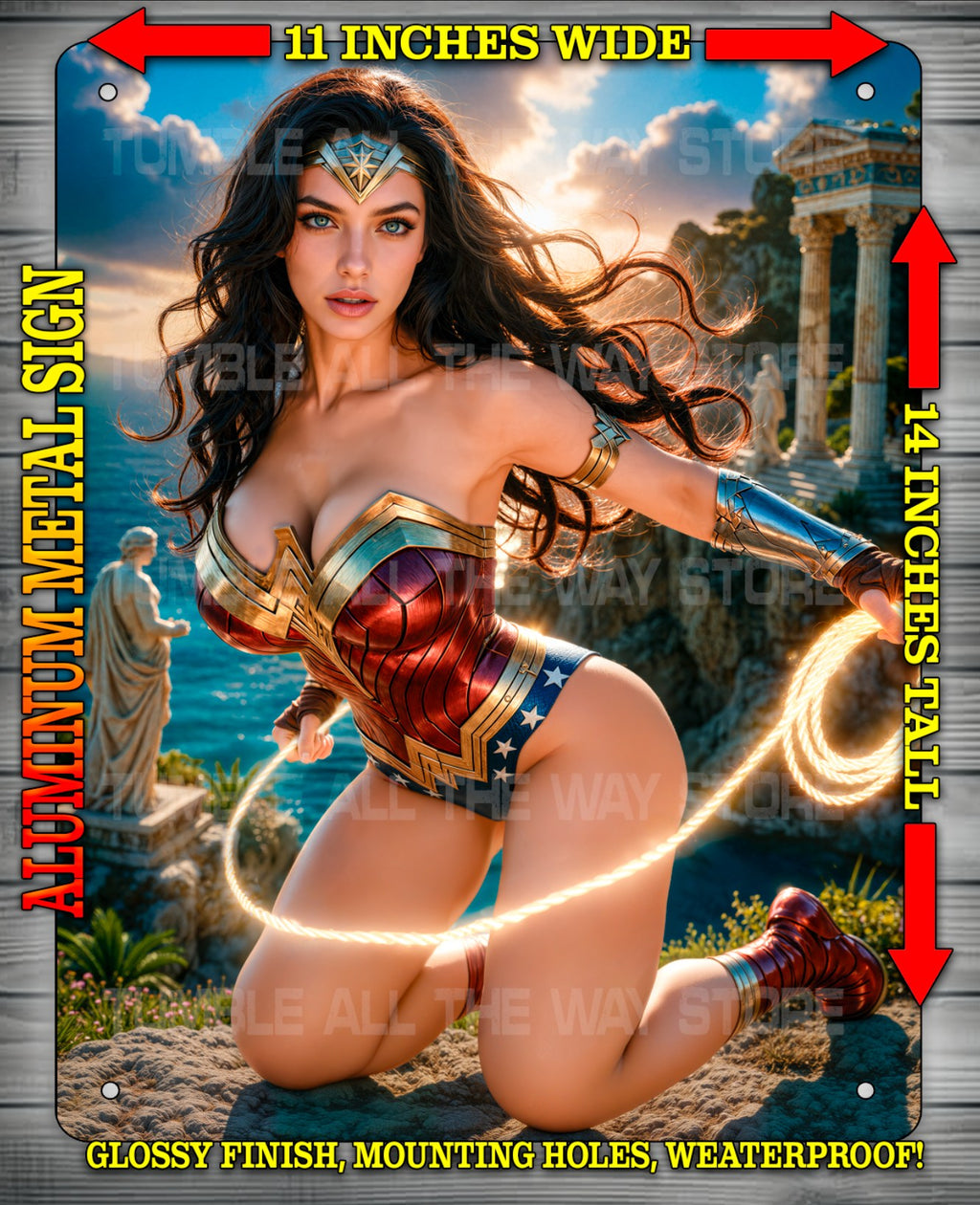 WONDER WOMAN NOTI or NICE Metal Sign Wall Art 14" x 11"