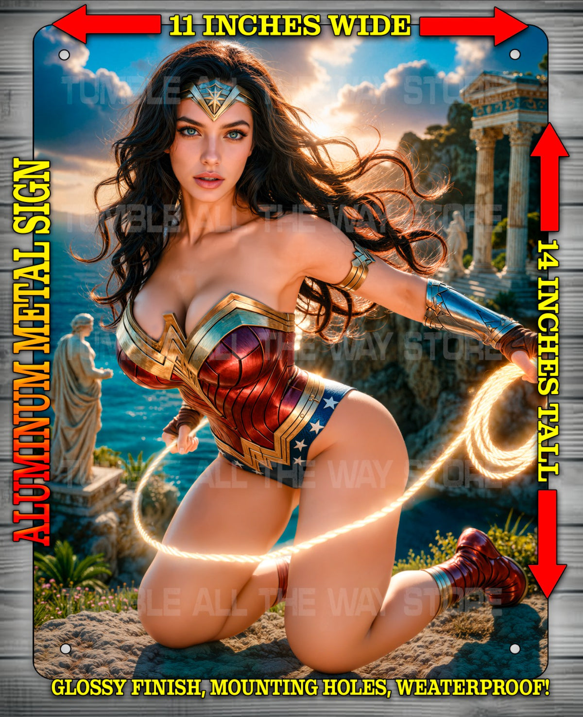 WONDER WOMAN NOTI or NICE Metal Sign Wall Art 14" x 11"