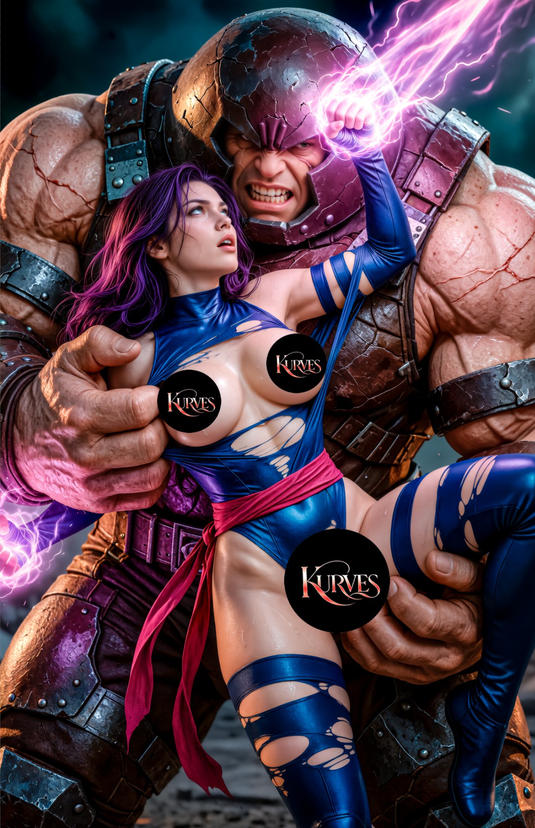 PSYLOCKE & JUGGERNAUT V3 | NOTI | SINGLE COVER PRINT| KURVES COMICS