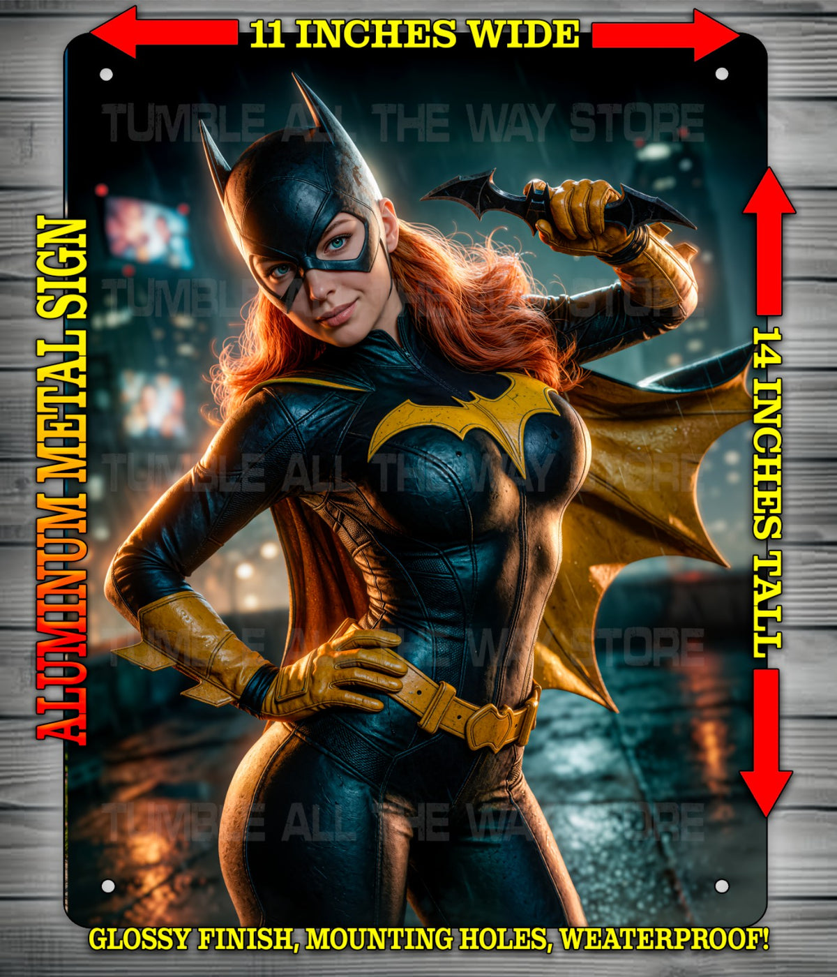 BATGIRL V3 NOTI or NICE Metal Sign Wall Art 14" x 11"