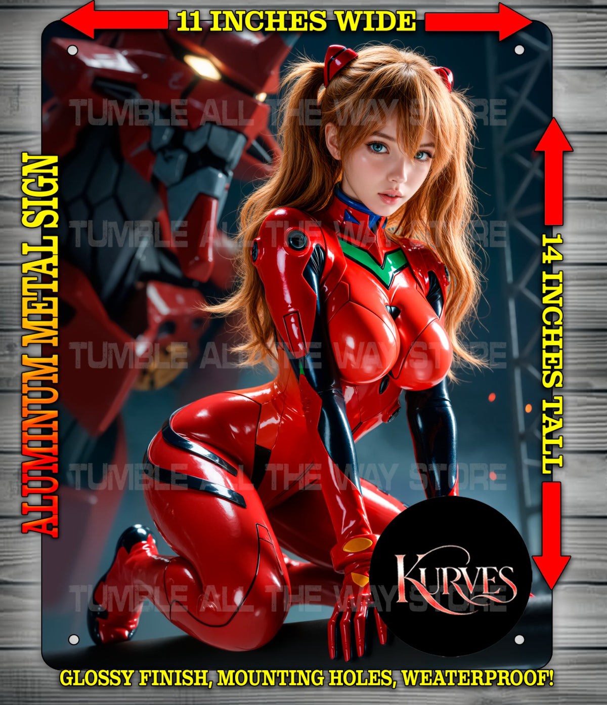 ASUKA - NEON GENESIS EVANGELION NICE Metal Sign Wall Art 14" x 11"