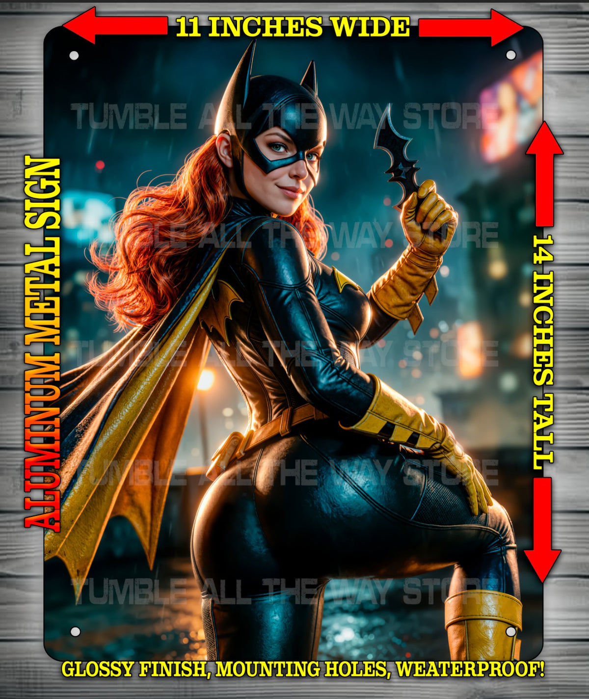 BATGIRL V4 NOTI or NICE Metal Sign Wall Art 14" x 11"