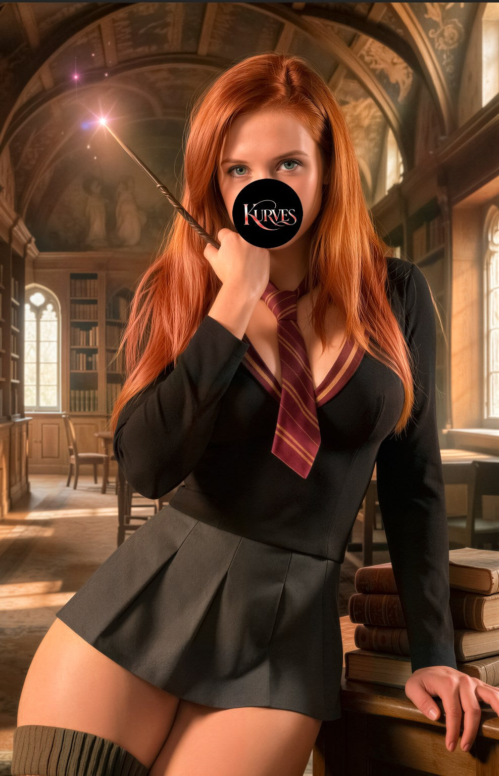 WIZARD GIRL REDHEAD  | NAUGHTY or NICE  | SINGLE COVER PRINT| KURVES COMICS