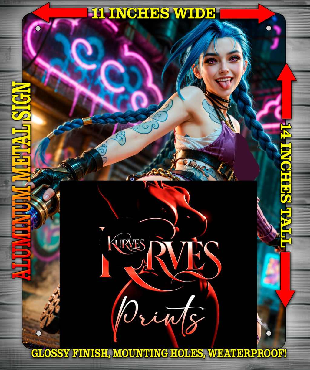 JINX COSPLAY NOTI  V2 Metal Sign Wall Art 14" x 11"
