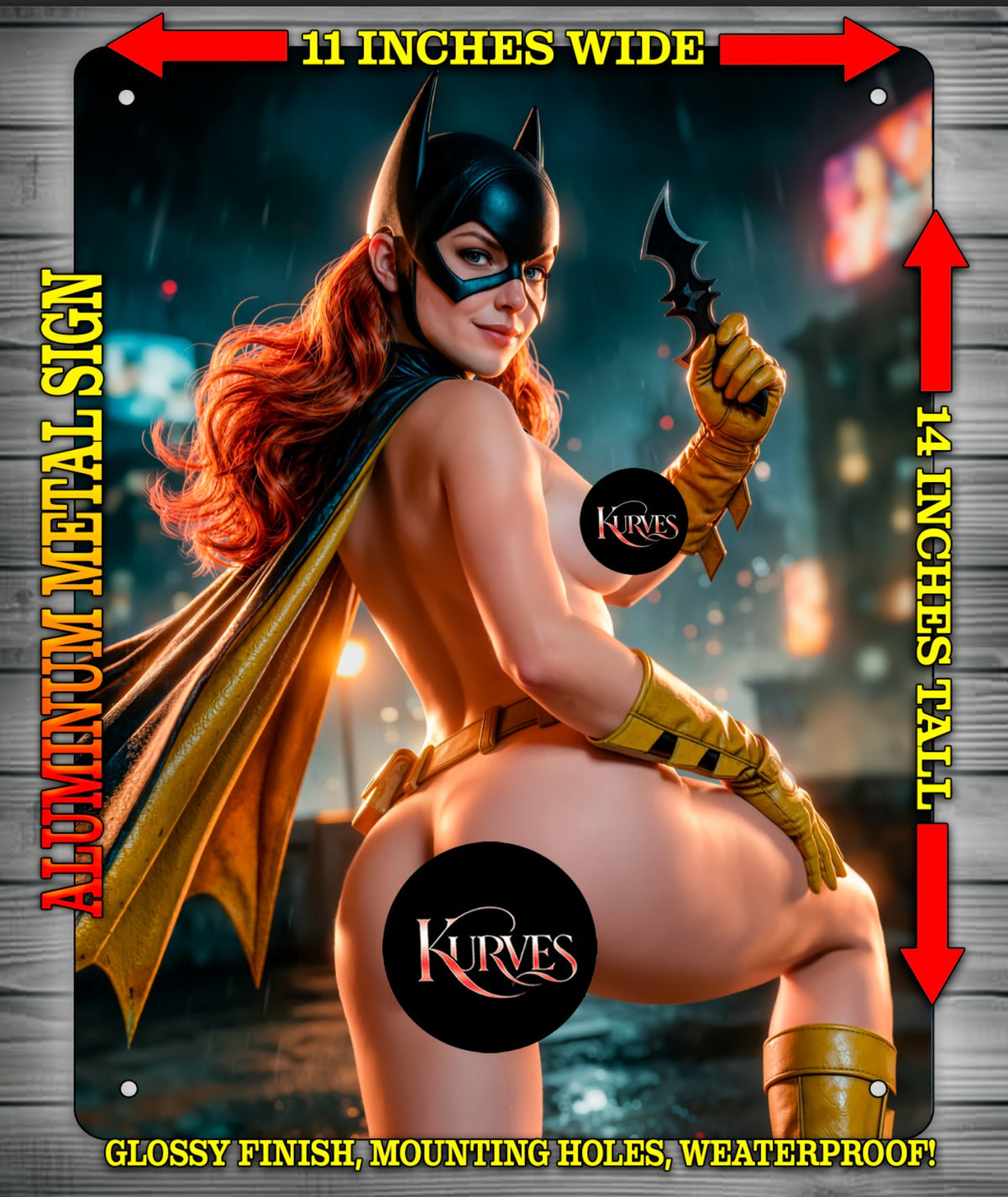 BATGIRL V4 NOTI or NICE Metal Sign Wall Art 14" x 11"