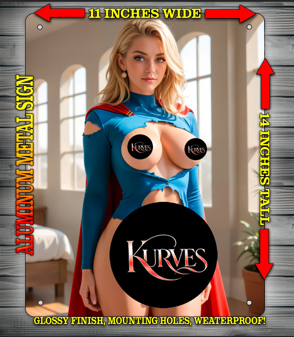 SUPERGIRL V8 NOTI  Metal Sign Wall Art 14" x 11"