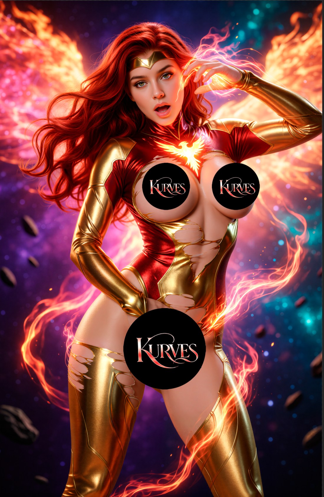 JEAN GREY PHOENIX X-MEN V2 | NOTI | SINGLE COVER PRINT| KURVES COMICS