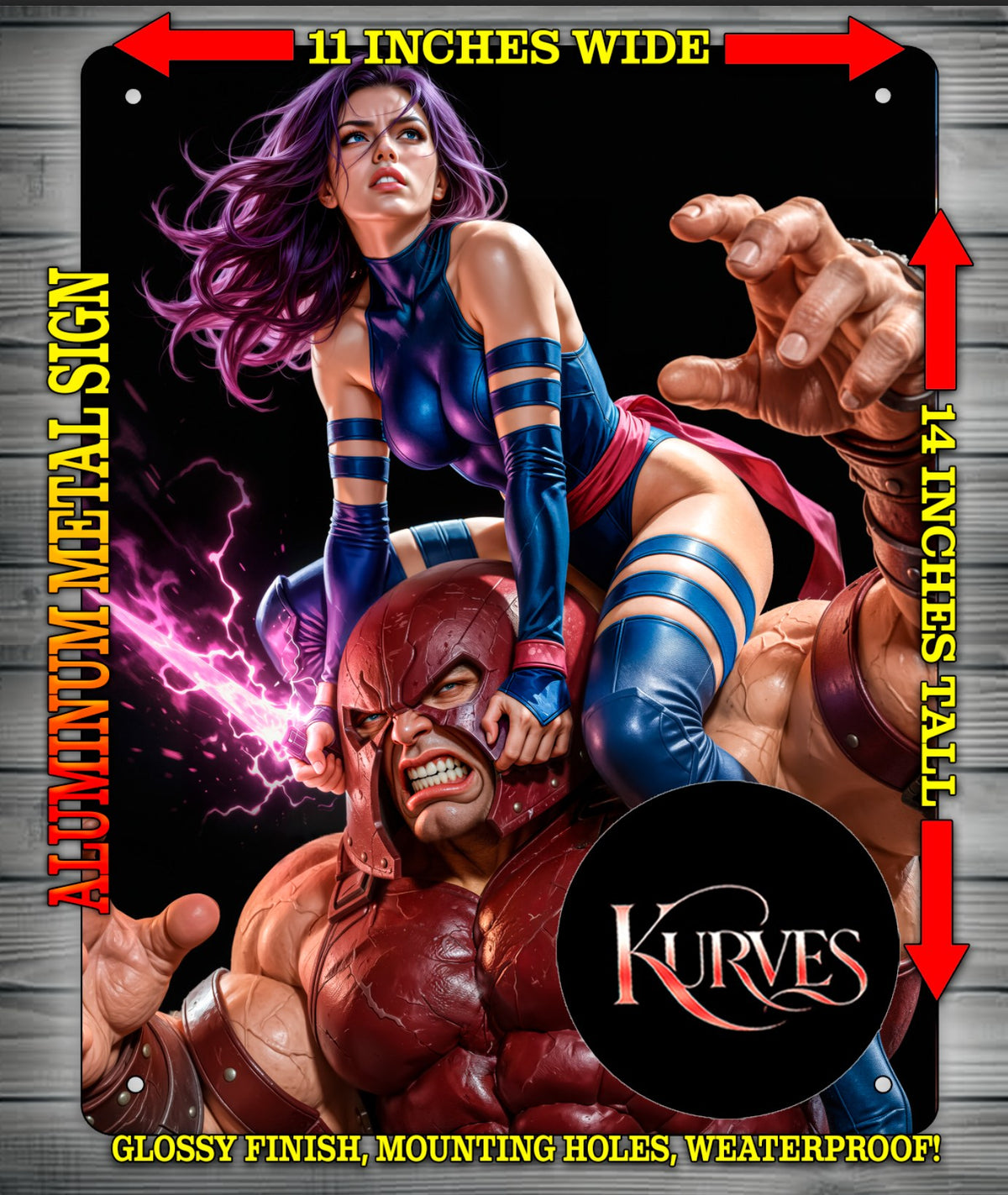 PSYLOCKE AND JUGGERNAUT V2 NICE Metal Sign Wall Art 14" x 11"