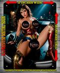 WONDER WOMAN ON BATMOBILE NOTI  Metal Sign Wall Art 14" x 11"