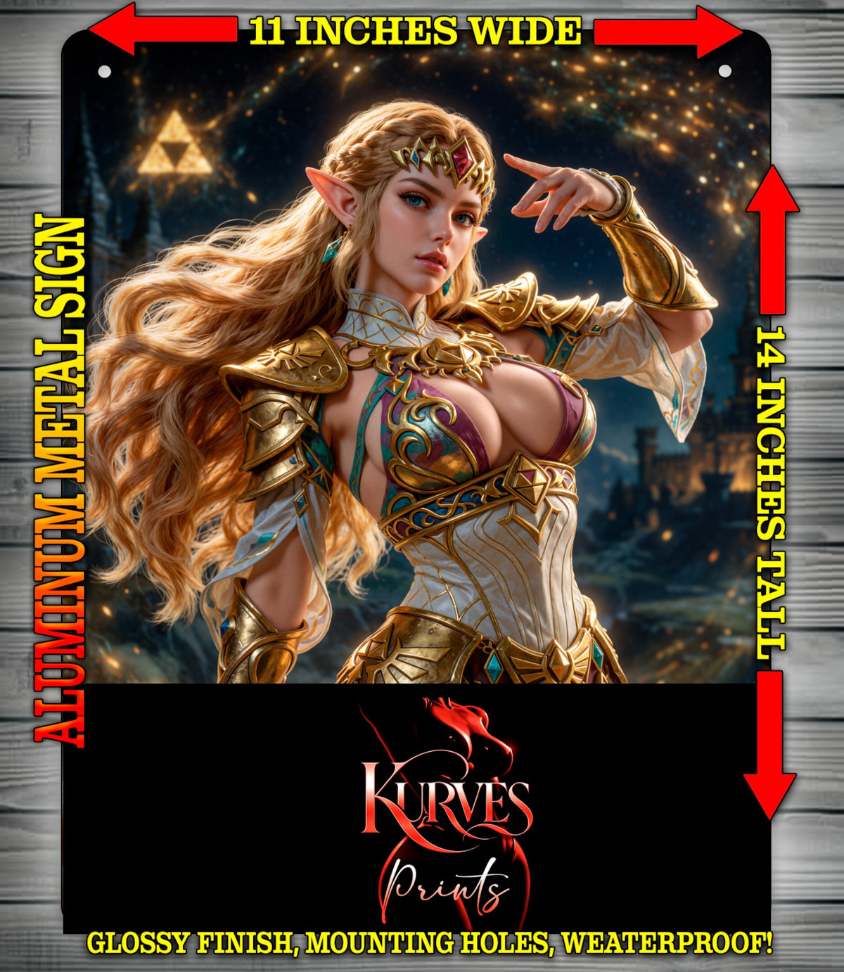 PRINCESS ZELDA NICE Metal Sign Wall Art 14" x 11"