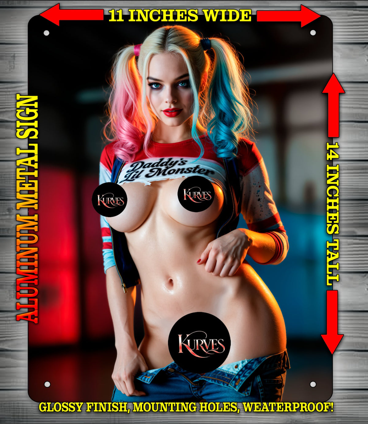 HARLEY QUINN M V4 NOTI  Metal Sign Wall Art 14" x 11"