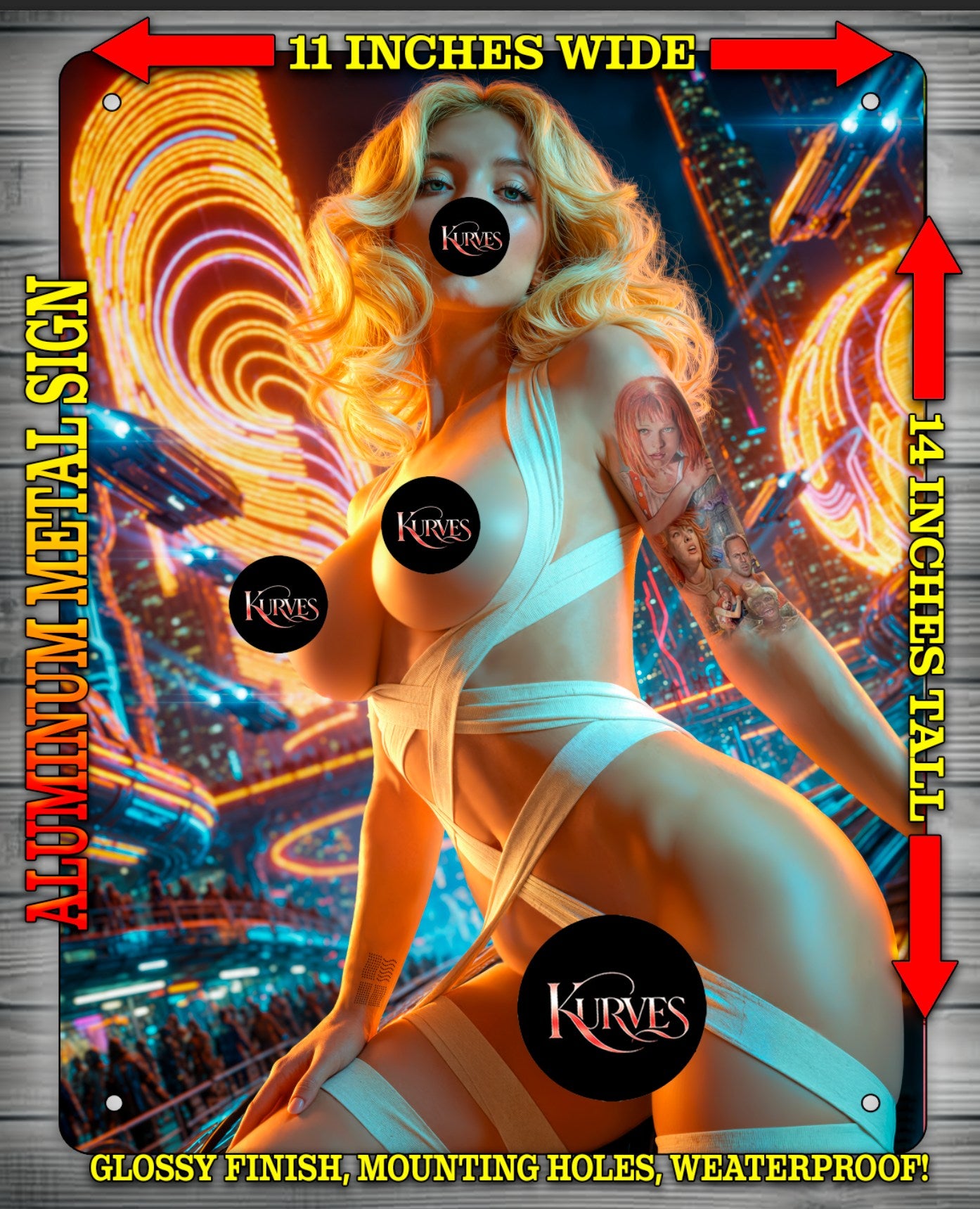 SYDNEY LEELOO 5TH ELEMENT NOTI  Metal Sign Wall Art 14" x 11"