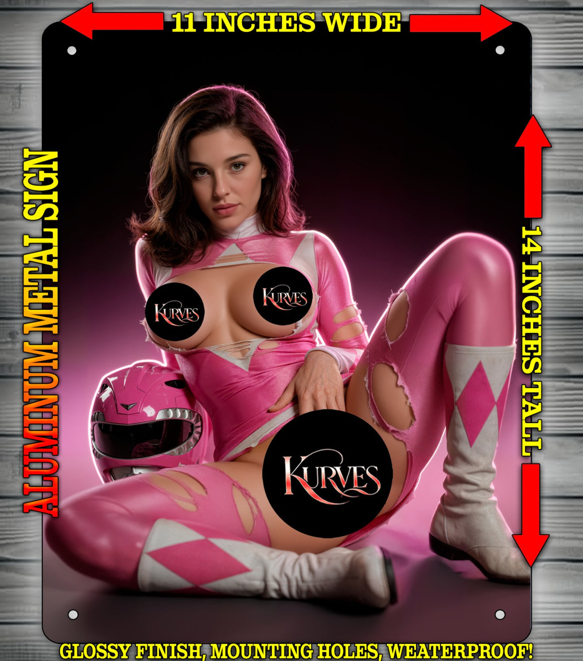 PINK RANGER NOTI  Metal Sign Wall Art 14" x 11"