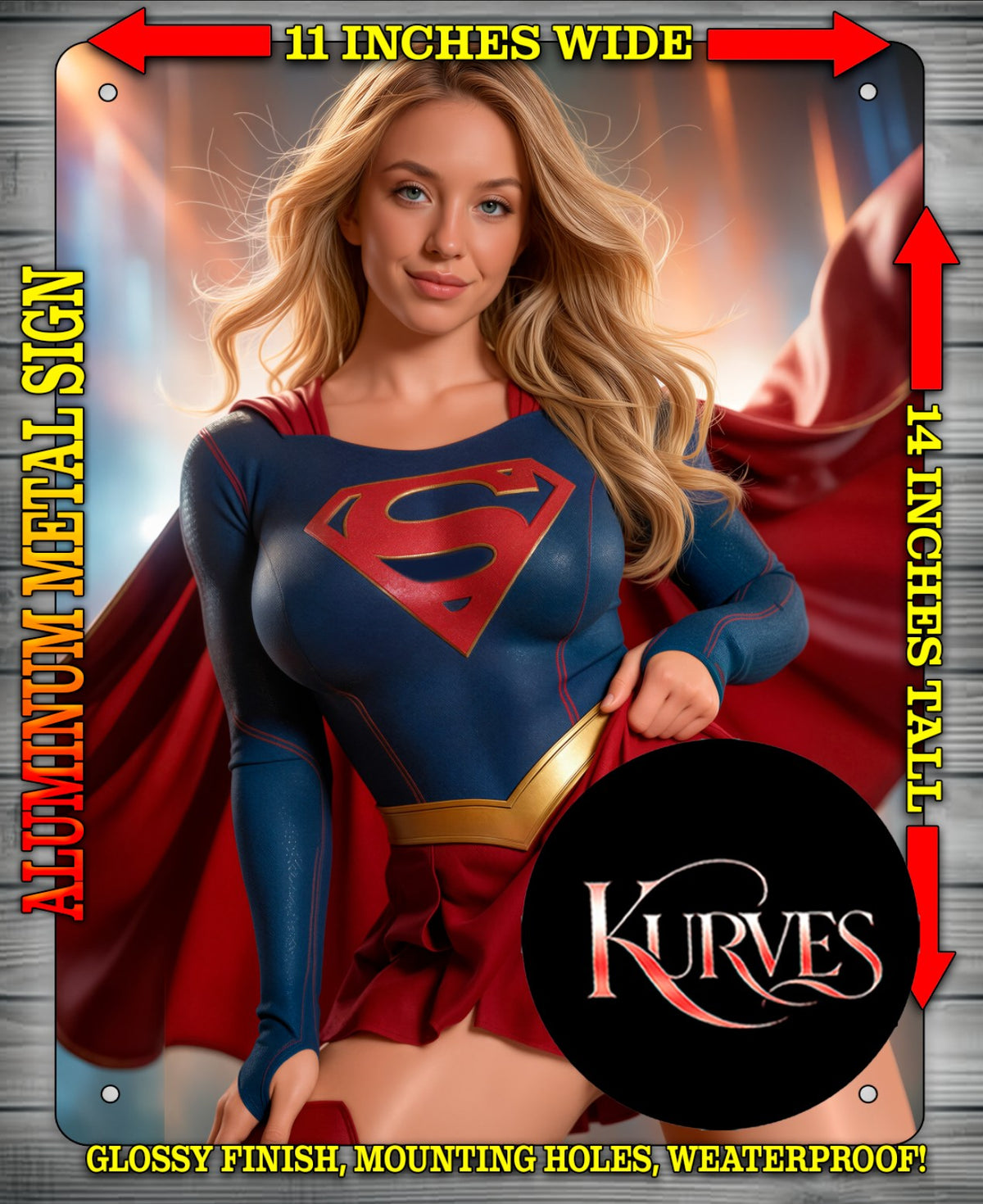 SYDNEY SUPERGIRL NICE VERSION Metal Sign Wall Art 14" x 11"