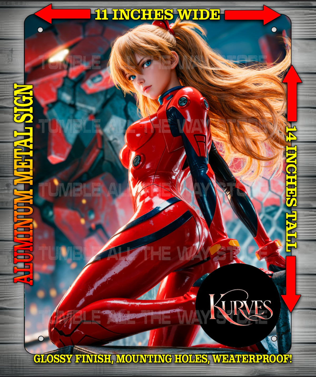 ASUKA - NEON GENESIS EVANGELION V2 NICE Metal Sign Wall Art 14" x 11"