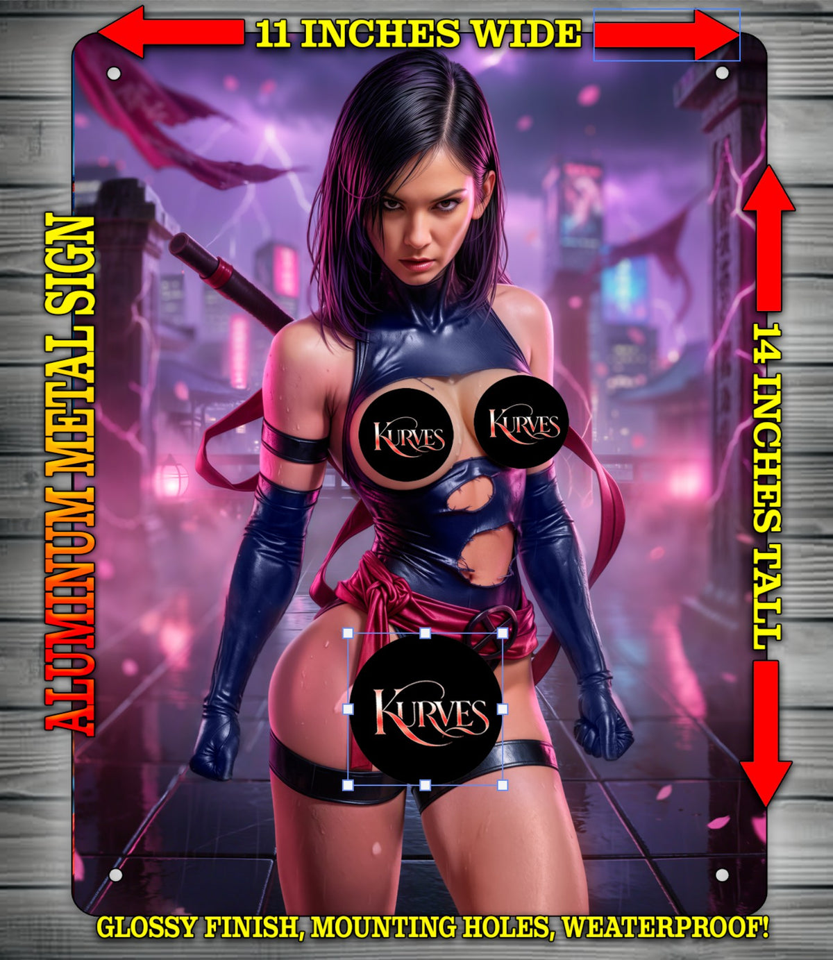 PSYLOCKE V5 NOTI Metal Sign Wall Art 14" x 11"