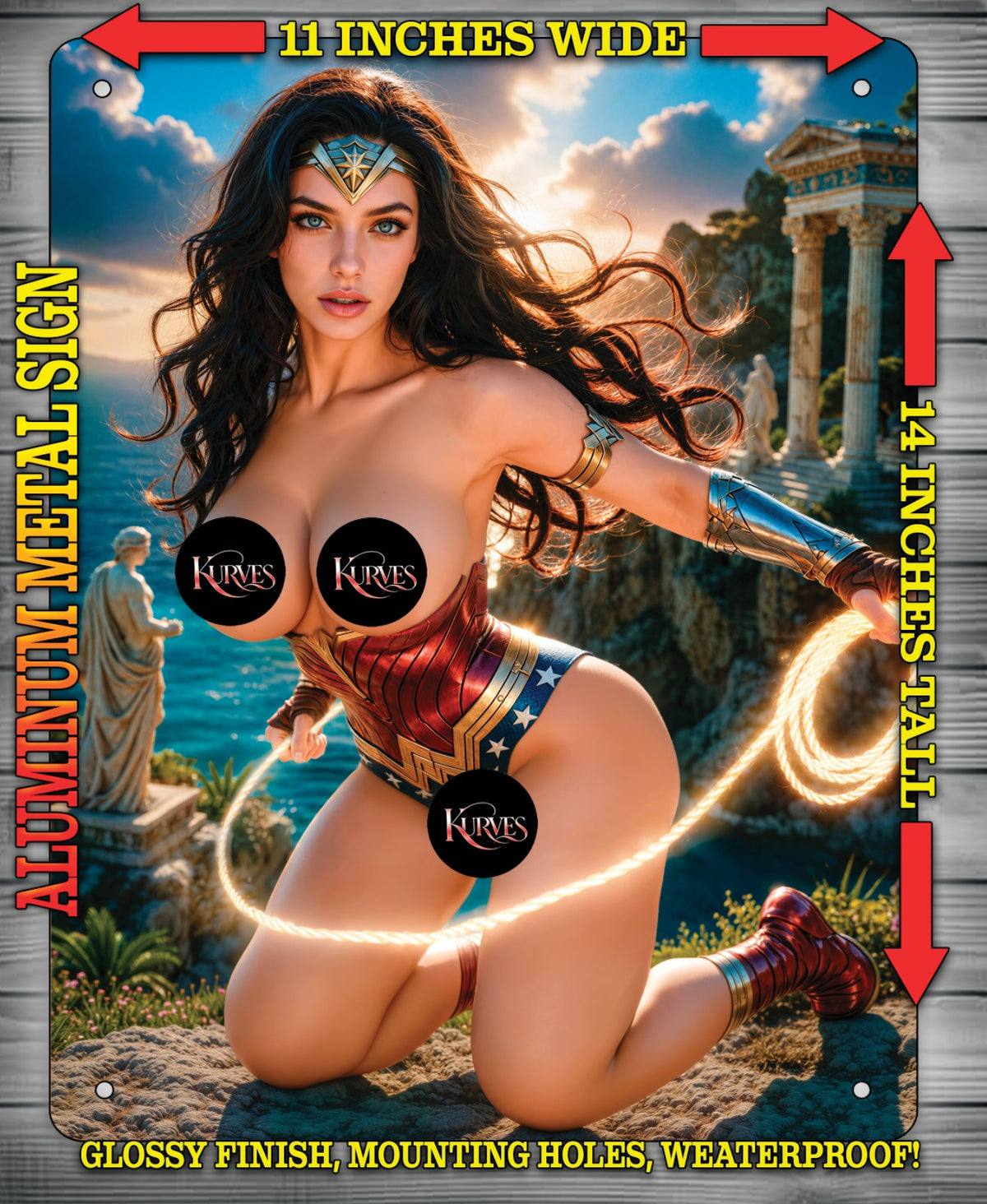 WONDER WOMAN NOTI or NICE Metal Sign Wall Art 14" x 11"
