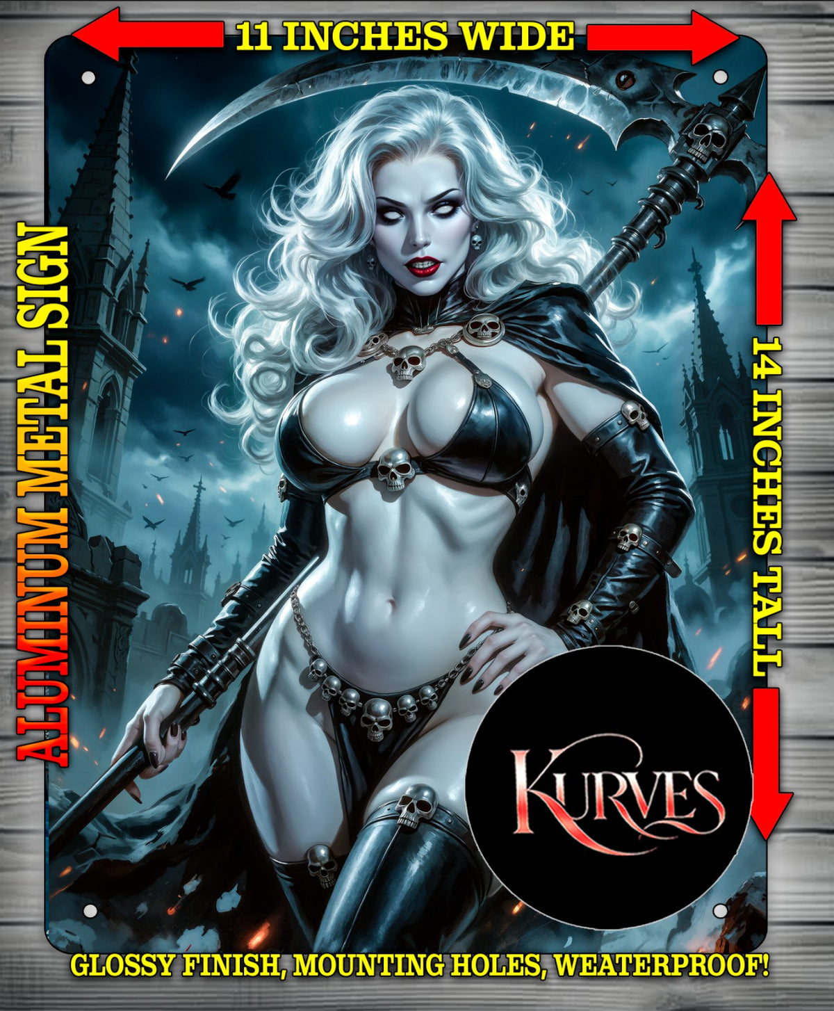 LADY DEATH COSPLAY NICE Metal Sign Wall Art 14" x 11"