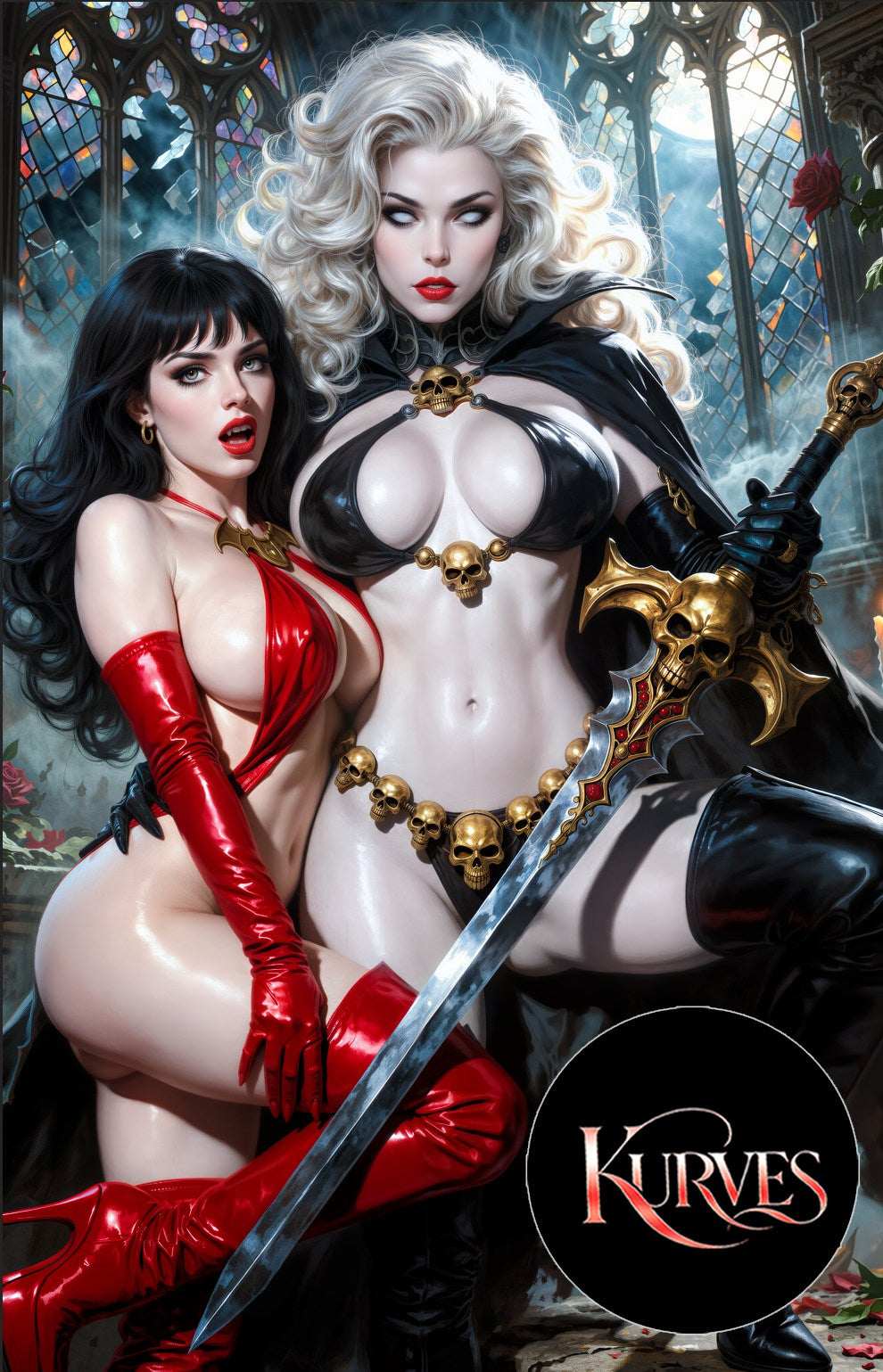 LADY DEATH V3 & VAMPIRELLA | VIRGIN NICE | SINGLE COVER PRINT| KURVES COMICS
