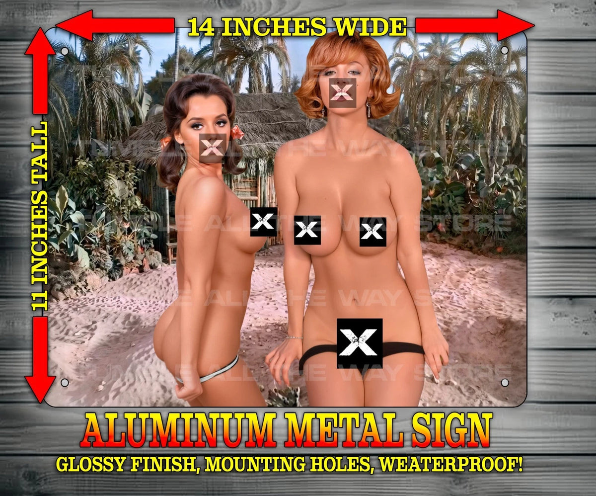 Sexy Ginger and Mary Ann Cosplay Metal Sign Wall Art 14" x 11"