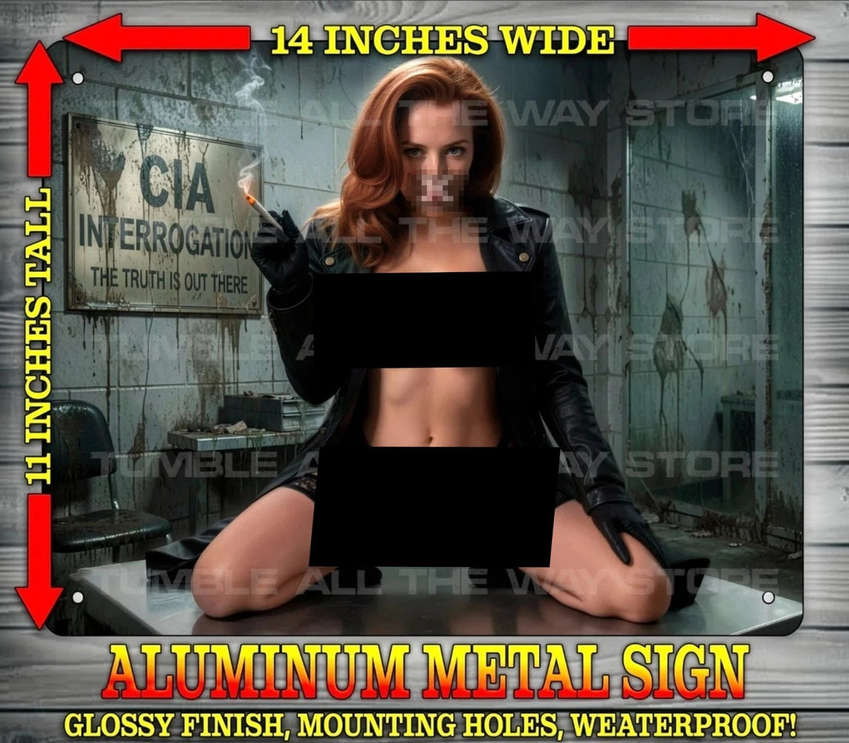 SCULLY IN INTEROGATION ROOM NOTI Metal Sign Wall Art 14" x 11"