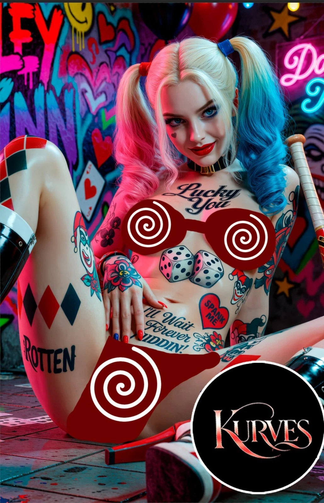 HARLEY QUINN LUCKY YOU | VIRGIN NOTI | SINGLE COVER PRINT| KURVES COMICS